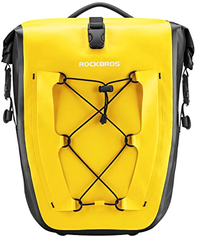 ROCKBROS Bike Pannier Bag 25L-32L 100% Waterproof Rear Rack Bicycle Bag for Rear Carrier Bike Handbag for Cycling Touring Travelling Yellow