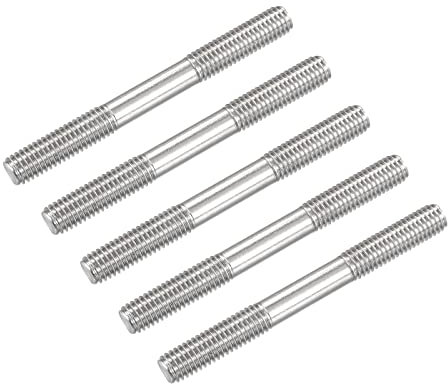 METALLIXITY Doppia Filettata Blocco Viti (M8 Filo 80mm Lunghezza) 5pz, 304 Acciaio Inox Doppio Filettato Stelo Bulloni - per Casa Manutenzione