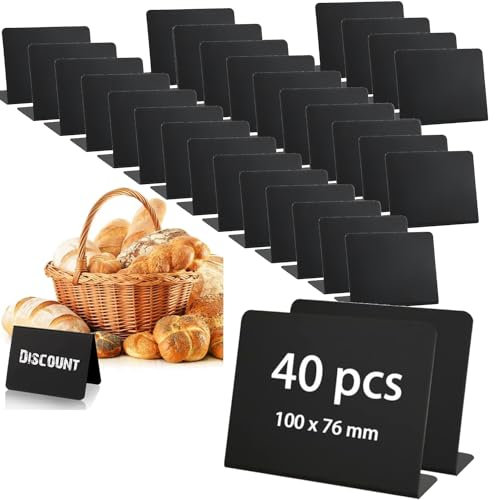 JMIATRY 40 Stück Kleine Tafeln zum Beschriften 100x76MM, Buffet Schilder, Mini Tafeln zum Beschriften, Reserviert Schilder Gastronomie für Preise, Hochzeiten, Partys, Bäckereien