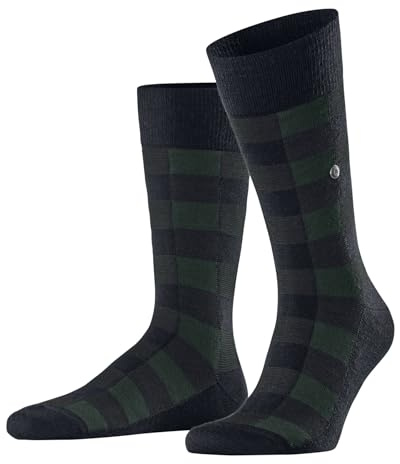 Burlington Buffalo Check M So laine fantaisie 1 paire, Chaussettes Homme, Bleu Marine 6120, 40-46