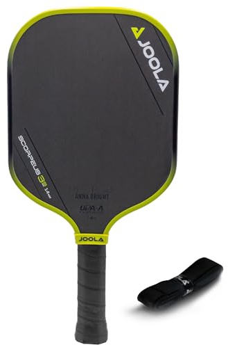 JOOLA Anna Bright Scorpeus 3S 14mm Pickleball Paddle w/Propulsion Core and Charged Carbon Surface Technology. Wide Body Shape w/Larger Sweet Spot. NFC Chip Enabeled and UPA-A Certified