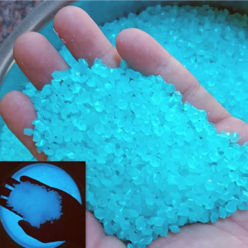 KARLOR Lot de 6 000 petits graviers lumineux - Pierres fluorescentes pour aquarium - Pierres décoratives en résine - 3-5 mm - 150 g (bleu clair)