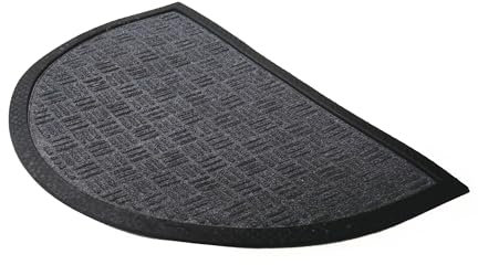 Comart - Zerbino Asciugapassi Kelly - 40x60 cm - Tappeto Sintetico Fuori Porta - Assorbente e Antipioggia - Fondo Antiscivolo in Gomma - per Ingresso Esterno o Interno - Mezzaluna - Grigio Scuro