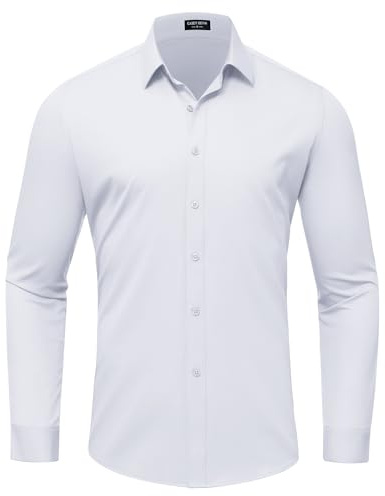 Mauro Kane Camisa Hombre sin Planchar Manga Larga Formal Camisas de Vestir de Negocios con Botones Casual Fibra de Bambú