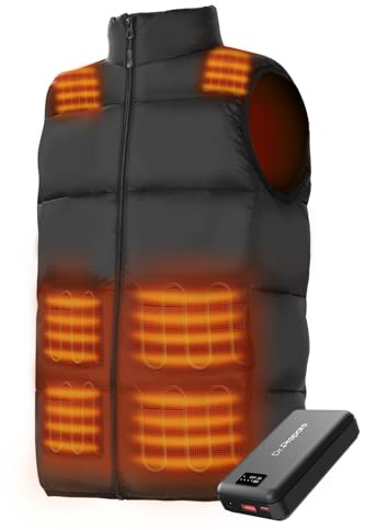 DR.PREPARE Gilet Riscaldato con Batteria 7,4 V 16000 mAh Giacca Riscaldata per Uomo e Donna 3 Livelli di Calore 10 Zone di Riscaldamento per Sci Pesca Escursionismo Campeggio Taglia XL