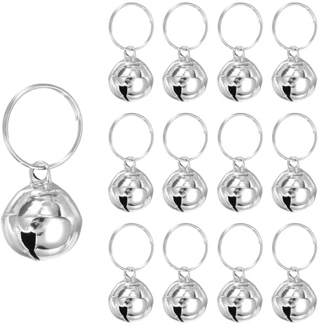 PATIKIL 12 Pezzi Campanellino Per Cane Mini Campanellino Per Gatto Campanellini Piccoli Per Collare Animali Domestici Portachiavi Carino Molti Metallo Sonaglio Forte Argento