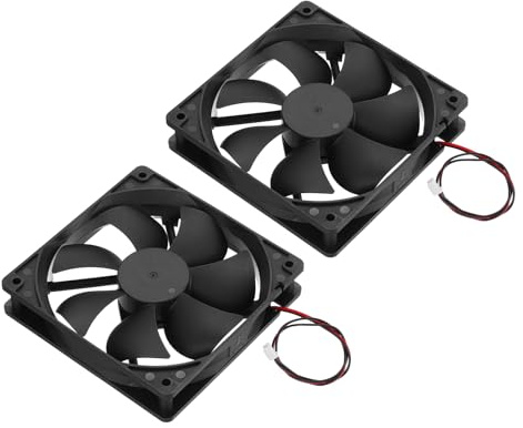 sourcing map 2 ventiladores de refrigeración sin escobillas DC12V DC12V 0.45A 120x120x25mm, 2 pines, 2 cables, silencioso, para impresora 3D, caja de computadora, equipo de video, proyecto de