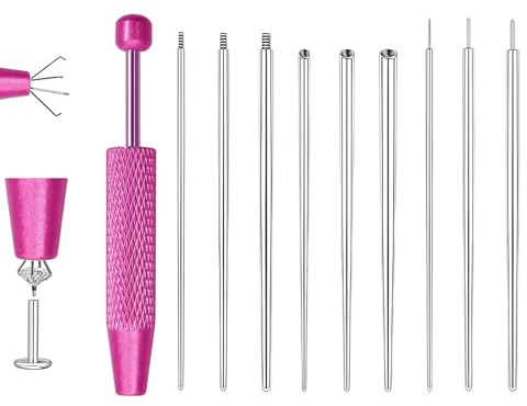 AstraGlam 10 Stück Piercing Zange Set,12G 14G 16G 18G 20G Piercing Taper Insertion Kugel Aufdreher, Werkzeug Zum Öffnen Und Wechseln, Zubehör Für Ohr Und Nase