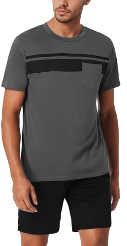 Bresdk Pyjama Homme Court Ensemble de Nuit Coton à Short et T-Shirt à Manches Courtes Confort Respirant pour Dormir et Maison S-3XL