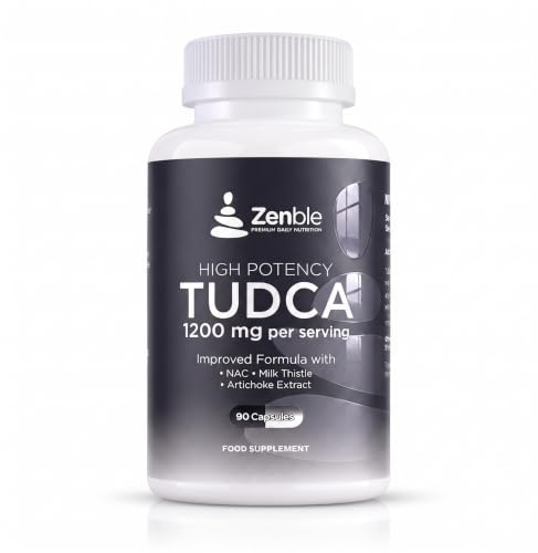 Zenble TUDCA 1200mg Per Serving | Tauroursodeoxycholic Acid Supplement | 90 Vegan Capsules | with NAC, Milk Thistle & Artichoke Extract | High Potency Formula