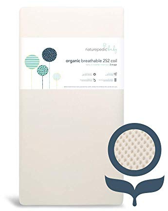 Naturepedic Organic Crib Mattress - 2-Stage 144 Coil Infant & Toddler Mattress with Protector Pad - Waterproof, Breathable & Non-Toxic for Baby and Toddler Bed