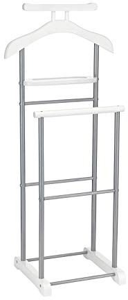 CARO-Möbel Herrendiener Assam in weiß mit Ablage, Stummer Diener, praktische Kleiderablage, moderner Kleiderständer mit Metallgestell