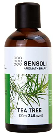 SENSOLI Tea Tree Essential Oil 100ml – 100% Pure Melaleuca Alternifolia, Amber Glass Dropper Bottle – Aromatherapy Essential Oil for Diffusers, Massage & DIY Blends
