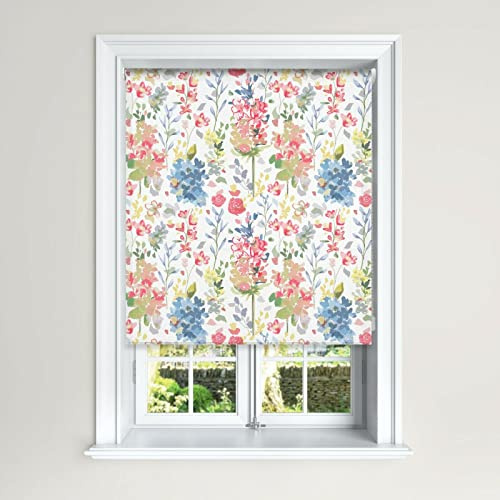 Lister Cartwright Olivia Bard Floral Blackout Roller Blind Olivia Bard Kew Design Easy Fit Child Safety Blind (Kew Coral, 120cm Width x 140 cm Drop)