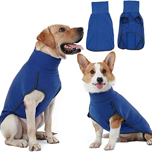 Hjyokuso Cappotto Cane, Vestiti Morbidi e Caldi, Felpa, Cappottino Taglia Piccola, Media, Maglione Taglia Grande - Blu XL