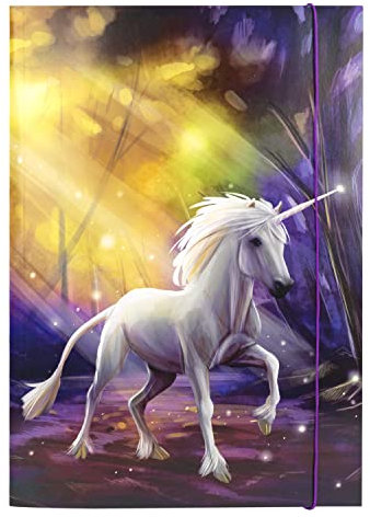 Idena 10841 - Sammelmappe A3 mit Einhorn Motiv, aus robuster Pappe, mit Innenklappen und Gummizugverschluss