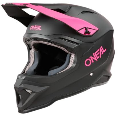 O'NEAL | Motocross-Helm | Kinder | MX Enduro | ABS-Schale, Komfort-Innenfutter, Lüftungsöffnungen für optimale Belüftung & Kühlung | 1SRS Youth Helmet SOLID V.24 | Schwarz Pink | Größe L