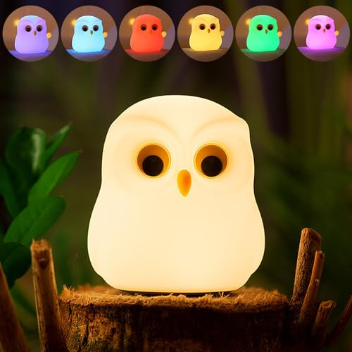 Nattlampa barn, uggla baby nattlampa LED sänglampa nattlampa USB silikon amningsljus barn dimbar bärbar touch-lampa för babyrum barnrum dekoration sovlampa födelsedag present