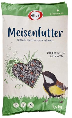 Elles Meisenfutter 2,5 kg | Energiereiches Ganzjahresfutter I Mix aus erlesenen Sonnenblumenkernen, Erdnüssen & Hanfsaat I Ideal für Futterhäuschen & Bodenfütterung