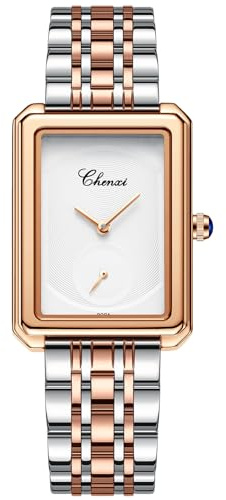 JewelryWe Orologio da Polso Analogico da Donna: Cinturino in Acciaio Inossidabile, Orologio Quadrato senza Numero Impermeabile Idee Regalo per lei