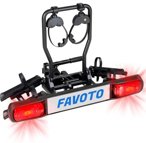 Favoto Auto Fahrradträger Anhängerkupplung Klappbarer für 2 Fahrräder 20-29 Zoll Rennrad Mountainbike Diebstahlschutz Schwarz