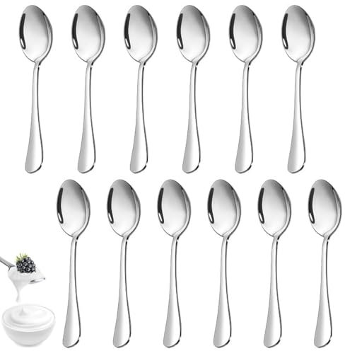 Jinsion Cucchiaini da tè in acciaio inossidabile, 12 pezzi, con finitura lucida a specchio, cucchiaio da tavola, 14 cm, set di posate per tè, caffè, uso per casa, cucina, ristorante
