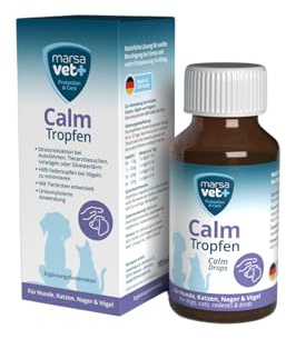Marsavet+ Calm Gotas calmantes con Catnip para Perros, Gatos, roedores y pájaros - 100 ml. Sedante para apoyar en situaciones de estrés como Nochevieja, Viajes en Coche y petardos.