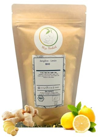 MIZU HERBALS TÉ VERDE CON JENGIBRE Y LIMÓN BIO Premium 100 GR Té ecológico Detox Energizante, Antioxidante y Digestivo. Antiinflamatorio, alivia el dolor de garganta. Aroma natural e intenso