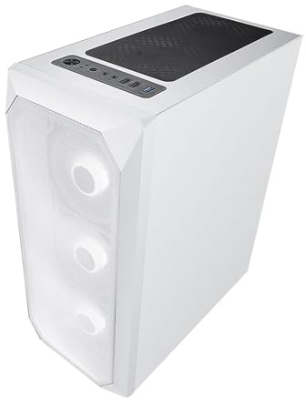 Caja Gaming De Torre Media ATX, Micro-ATX, Mini-ITX, Panel Lateral De Cristal Templado, 1 USB 3.0, 2 USB 2.0, Se Pueden Instalar 8 Ventiladores (Solo Chasis)(White)