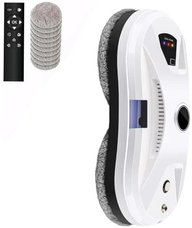 Générique Robot Nettoyeur de Vitres Automatique avec Pulvérisateur, Robot Laveur de vitres, 5600 Pa, avec Télécommande, Navigation Intelligente, Détection des Bords, 10 Lingettes Lavables