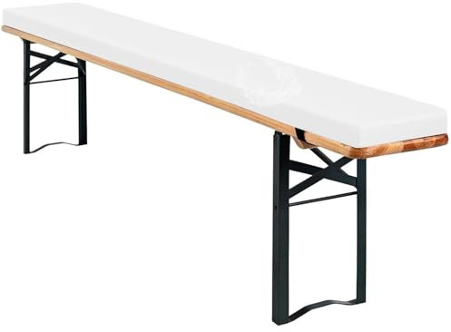 AQIGR Cuscini Imbottiti per Panchine da Birra 220x25 120x40 150x30 180x30 Imbottitura in Spugna Sfoderabile Copri Panca Giardino per Sagra Birreria Feste Catering(Bianco,120x40x3cm)