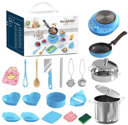 Accesorios Cocina Infantil para Juegos de Cocina | 22 Piezas de Utensilios Juguete para Juego de Imitación | Utensilios de Cocina Pequeños y Seguros para Niños con Función Educativa en el Aula