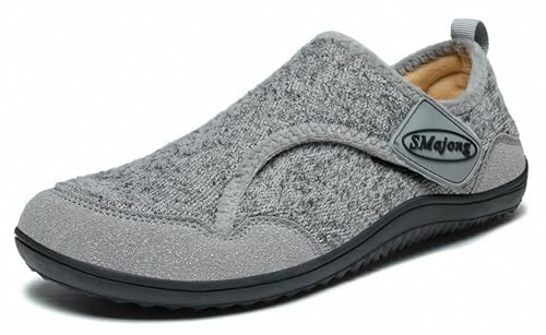 SMajong Zapatillas de Estar en Casa Hombre Invierno Mujer Pantuflas Antideslizantes Zapatos Cálido Cómodo de Planos Gris 43 EU