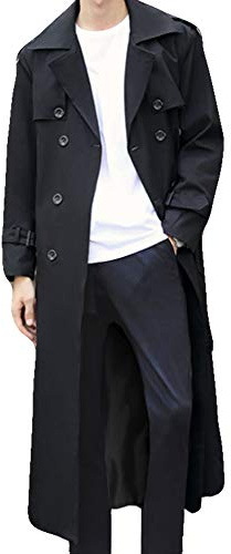 Pantete Trench-coat à double boutonnage pour homme - Décontracté - Coupe-vent - Revers - Manteau long