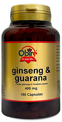 Obire | Ginseng + Guaraná 400 mg | 180 Cápsulas | Rendimiento Físico y Mental | Fatiga | Vitalidad | Estudiantes y Deportistas