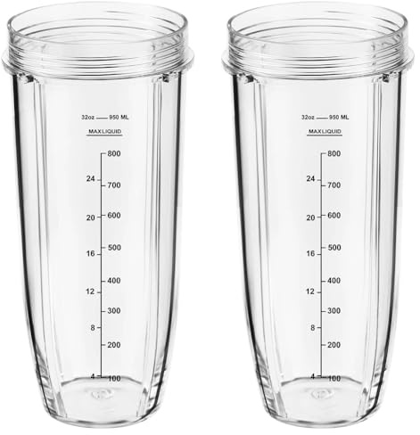 950ml Tall Cups Replacement for Ninja Auto-iQ Blender BN750UK bn495uk BN800UK cb100uk BL450 BL480 BL490 BL491 BL492 BL682, Nutri Ninja Cup Part (2 Pack)