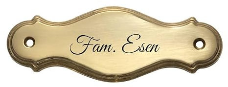 Premium Edel Design Messing Schild personalisiertes Haustür Schild aus Massiv Messing Türschild mit individueller Gravur Limited Edition - L: 13,3 cm, B: 5,1 cm, Ø: 0,5 cm