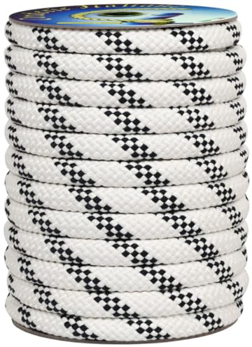 Corderie Italiane 006092087 Treccia mare corda multiuso giardino e fai da te, stabilizzato ai raggi U.V. resistente a intemperie e agenti atmosferici, 30 mm, 10 mt, colore bianco con spia blu