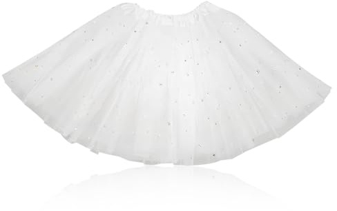 GLADFRESIT Layered Tutu Skirt, Stretchable Tulle Skirt Ballet Dress Princess Fancy Costume for 3-8 Years Baby Girls Kids Toddler Party Performance White