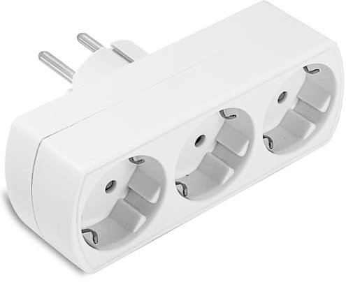 Zelkan Ladron Enchufe con 3 Tomas de Corriente en Horizontal - Regletas Enchufes - Regleta con Enchufe Multiple para Pared sin Cable - Base enchufes Multiple - Blanco
