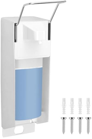 Eurospender 500ML, Seifenspender Wandbefestigung Aluminium Desinfektionsspender Wand mit Bedienhebel, Desinfektionsmittelspender Handseifen Soap Dispenser mit Schrauben zur Wandmontage(Weiß)