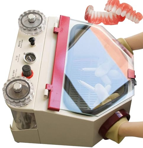ylpddmm Sandblaster, Lab Sandblaster, Dental Sandblasting Equipment With Led and Glass Window for Jewelry Frosting, Base Treatment, Gold and Silver Jewelry