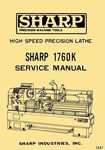 SHARP 1760K Metal Lathe Instructions & Part Owner's Manual