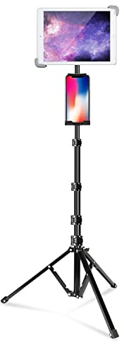 Elitehood iPad Tripod Stand - 165cm Height Adjustable Floor Stand With 360° Rotating Mount for iPad Air, Pro 12.9 11 and All 4-14.5 Inch Tablets