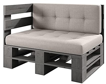 sunnypillow Palettenmöbel Europaletten Indoor und Outdoor Lounge Gartenmöbel Holz Gartenmöbel Set Lounge Möbel Terrasse Balkon Loft Stil Paletten | Grau Eckbank 120x60cm Höhe: 30cm