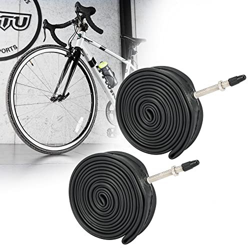 RUTU 2 Stück 700 x 23-25c Fahrradschlauch, 700 × 23/25c Rennrad-Schlauch mit 48 mm Presta-Ventil, hochwertiger schwerer Butyl-Innenschlauch