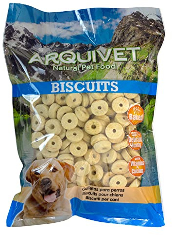 ARQUIVET Galletas para Perros Natural Rings 1 kg- Snacks para Perros - Chuches, golosinas, premios, recompensas y chucherías para Perros - Mejores Snacks para Perro