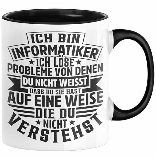 Trendation Informatiker Geschenk Tasse Programmierer Coder Hardware Informatik IT Ich Löse Probleme (Schwarz)