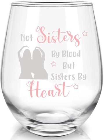 Joymaking Bicchiere da vino senza manico per sorelle amiche, bicchiere da vino rosso Sister Herzensmensch, bicchiere da vino migliore amica, regalo per compleanno, Natale, 17oz