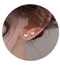 Mini Silver Stud Earrings, Dainty Simple Heart Stud Earrings for Women, Small Tiny Earrings for Tragus Cartilage